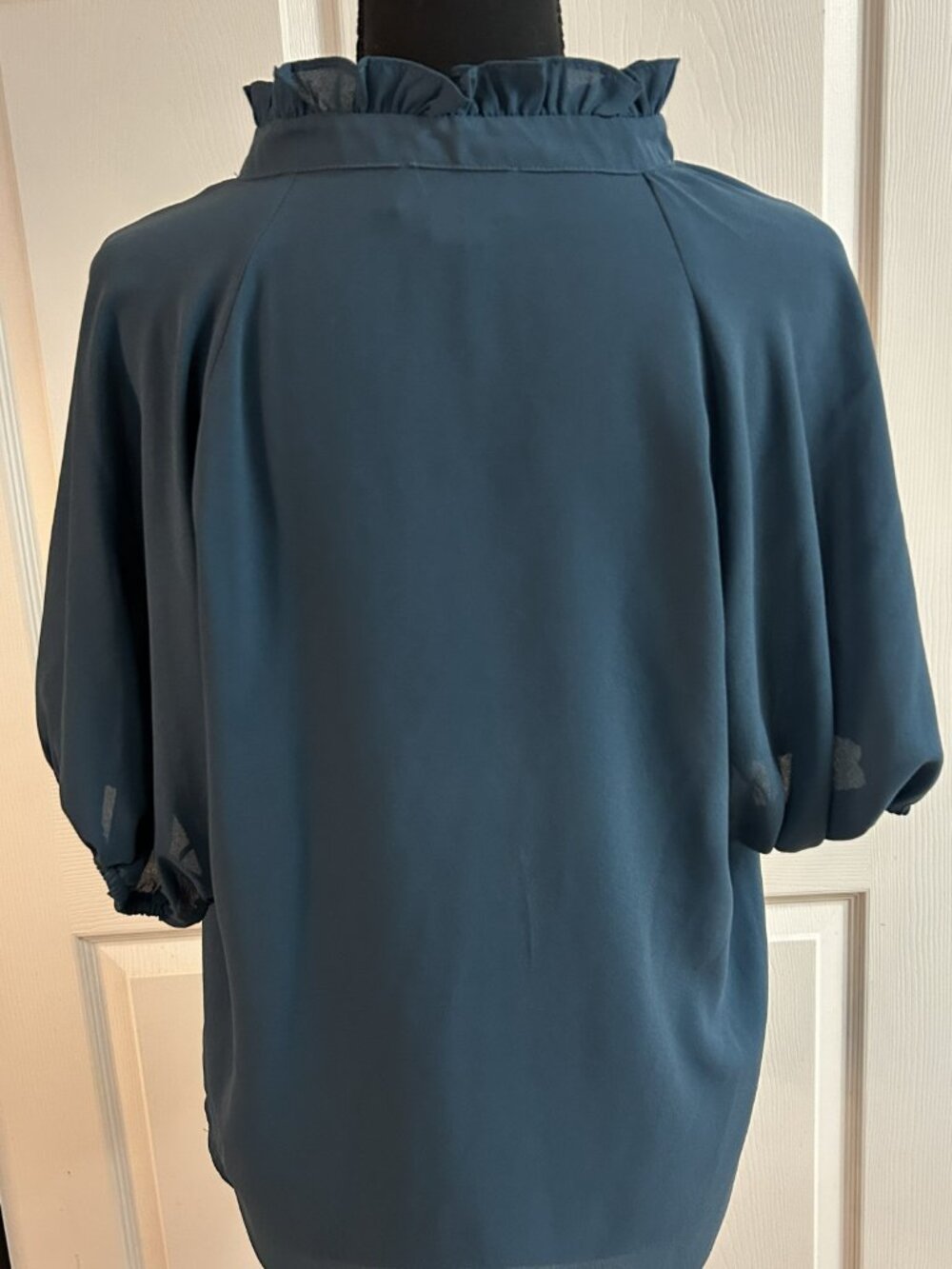 CeCe Ruffle Neck Raglan Seam Split Neck Blouse - Picture 3 of 5